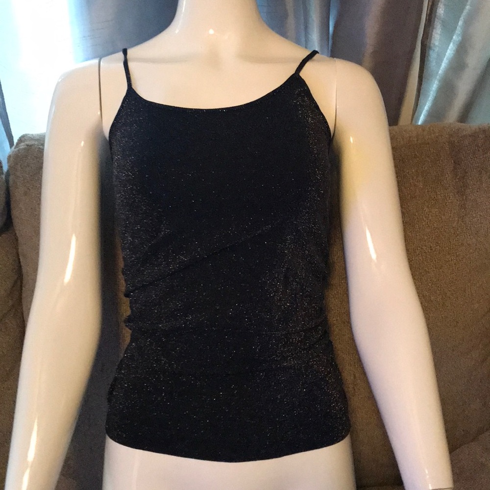 Shimmery black spaghetti strap